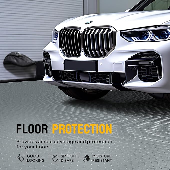 TUFFIOM 5 x 10 FT Garage Floor Mat, Thickened Diamond Plate PVC Garage Mats - Image 2