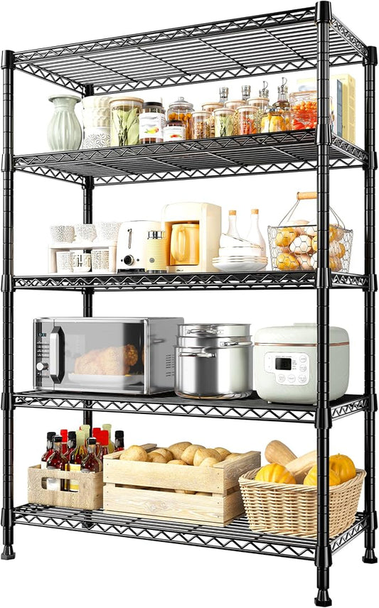 REIBII Storage Shelves, 5-Tire Wire Shelving Load 1000LBS Metal Shelves by REIBII