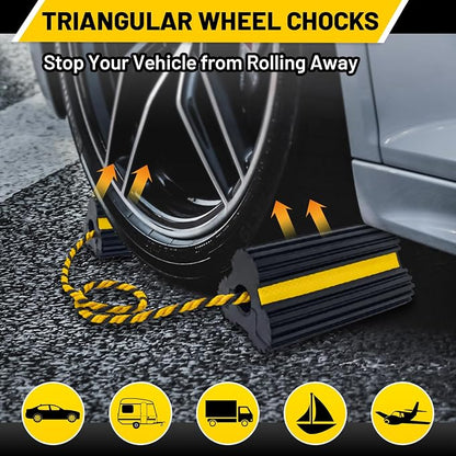 ROBLOCK 2 Pairs Wheel Chocks Heavy-Duty Rubber Wheel Block Non-Slip Base - Image 4