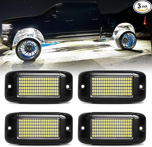 Nicoko 108 High-Power LEDs per Pod 4Pods Pure White Rock Lights Ultra-Bright by Nicoko