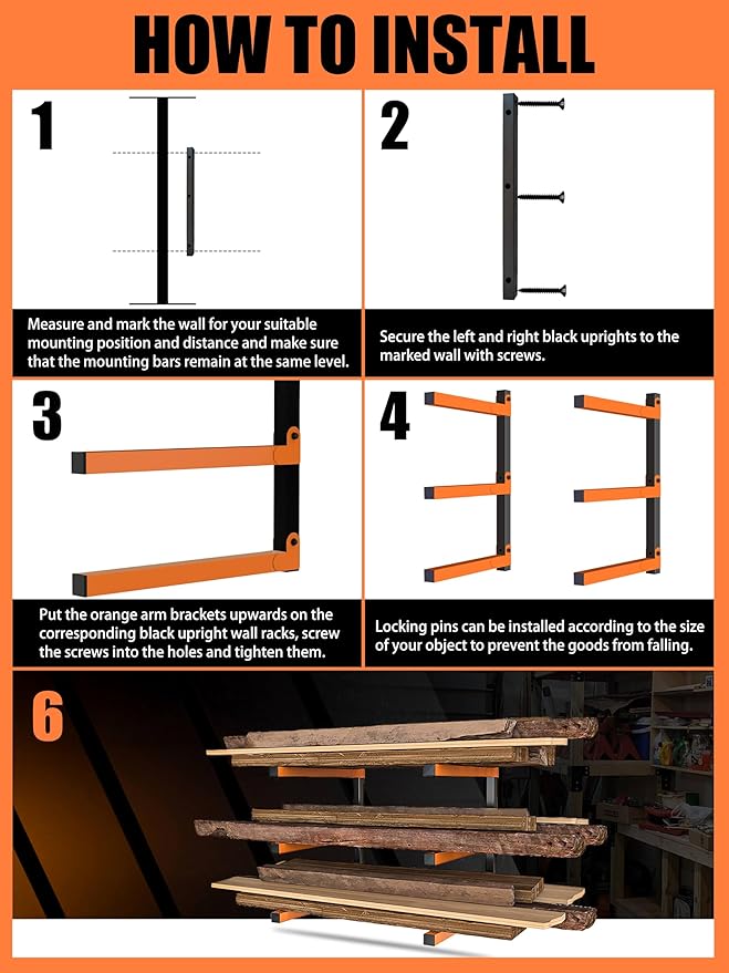 Caliee lumber Storage Rack Wall Mount, Heavy Duty Wood Storage Racks - Image 3