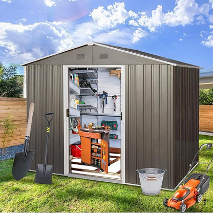 6x8 FT Outdoor Storage Shed, Metal Garden Shed - Image 2