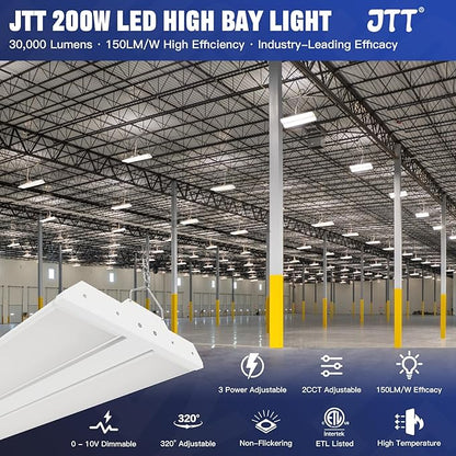 JTT LED Linear Shop Lights 200/150/100W, 30000LM 360° Adjustable Led High Bay - Image 5