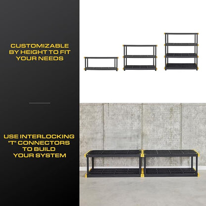 BLACK & YELLOW, 4-Tier Heavy Duty Plastic Storage Shelving Unit, 200lbs/shelf - Image 7