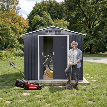 7x4.3 Ft Outdoor Storage Shed, Heavy-Duty Metal Shed - Image 5