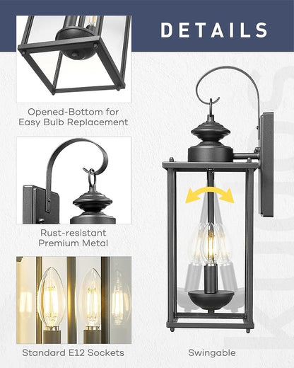 kudos Porch Lights, 18.1 inch Large Outdoor Wall Light, E12 Sockets, Anti-Rust - Image 2