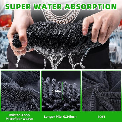 CADONO Large Microfiber Car Drying Towel, Ultra Absorbent Microfiber Cleaning - Image 5