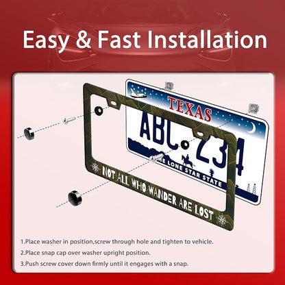 Not All Who Wander are Lost License Plate Frame Funny Golden Mountains License - Image 3