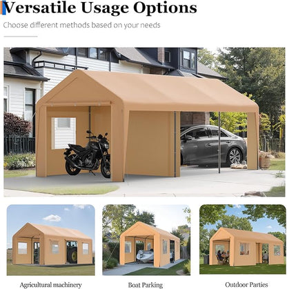 Carport, 13‘ x 20’ Heavy Duty Portable Garage All-Season Car Canopy w/Removable - Image 7