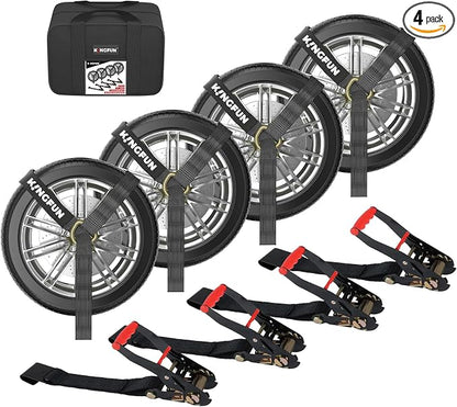 Kingfun Car Tie Down Straps for Trailers 4 Pack– Heavy Duty 2" x 120" Trailer by Kingfun