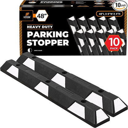 Xpose Safety 48" Heavy Duty Rubber Parking Stopper – 10 Pack Wheel Blocks by XposeSafety