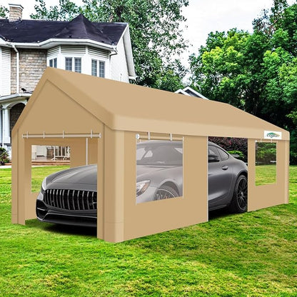 COBIZI Carport 12x20ft Heavy Duty Portable Garage, 2.0 Powder Coated Frame - Image 2