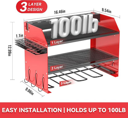 3-Tier Modular Drill Holder & Power Tool Organizer Wall Mount - Image 3