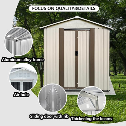 5X3 FT Outdoor Storage Shed, Waterproof Metal Garden Sheds w/Lockable Sliding - Image 6