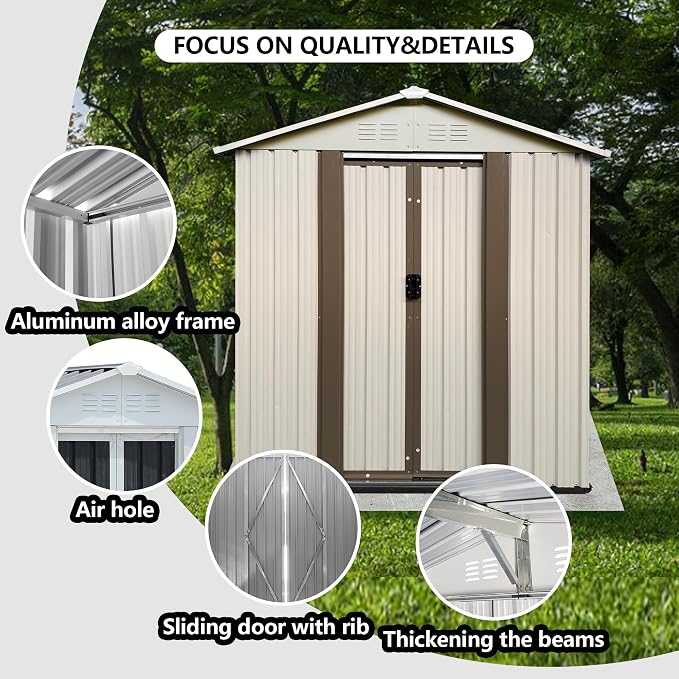 5x3 FT Outdoor Storage Shed, Metal Garden Shed - Image 3
