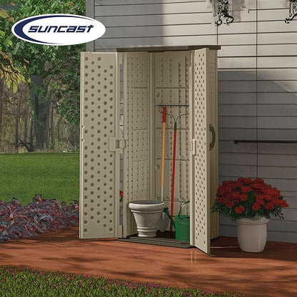 Suncast 22 Cubic Feet Capacity Tall Plastic Vertical Outdoor Shed - Image 5