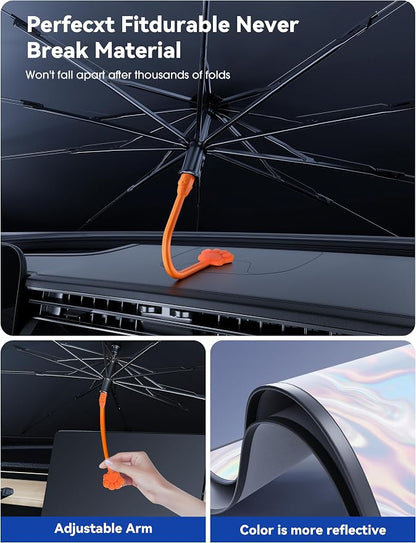 helloleiboo 5  Car Windshield Sun Shade Umbrella, Colorful - Image 3