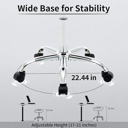 Ergonomic Desk Stool with Wheels Faux Leather Office Stool - Image 4