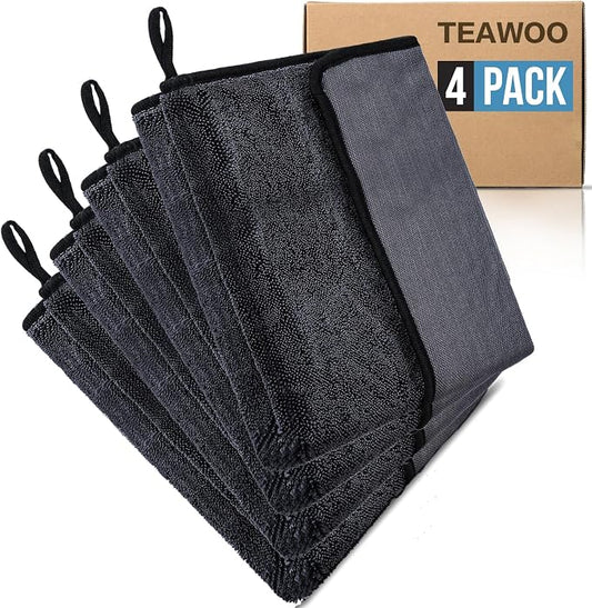 Shiny Wipes Shower Cleaning Cloth, Ultra Absorbent Car Drying Towel, 4 Pack 16 by TEAWOO