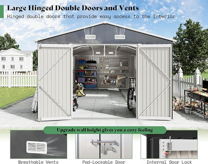 AMERLIFE 10x16.3x7 FT Galvanized Steel Storage Shed - Image 6