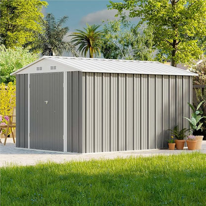 Patiowell 8x10 FT Outdoor Storage Shed, Large Garden Tool Metal Shed - Image 2