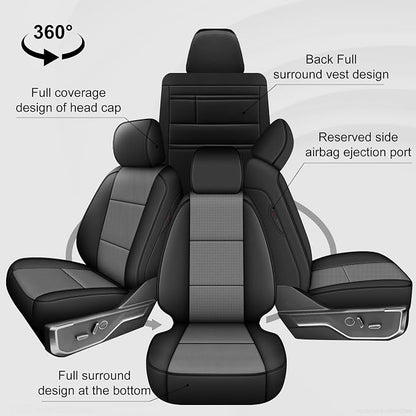 AOMSAZTO Front Seat Covers for Ford F150 XL XLT: 2015-2024 SuperCrew & F250 - Image 3