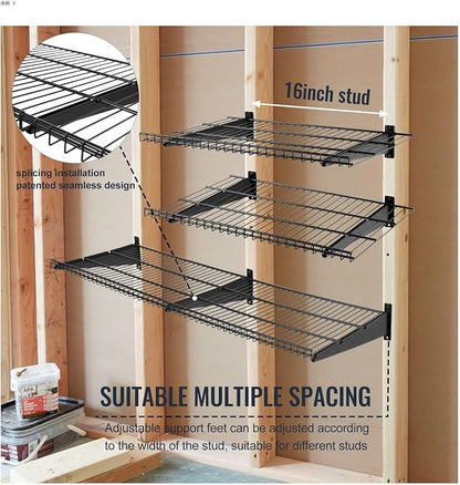 2 Pack Garage Wall Mounted Shelf, 23.6" x 11.4" Heavy Duty Wall Storage Shelves - Image 6