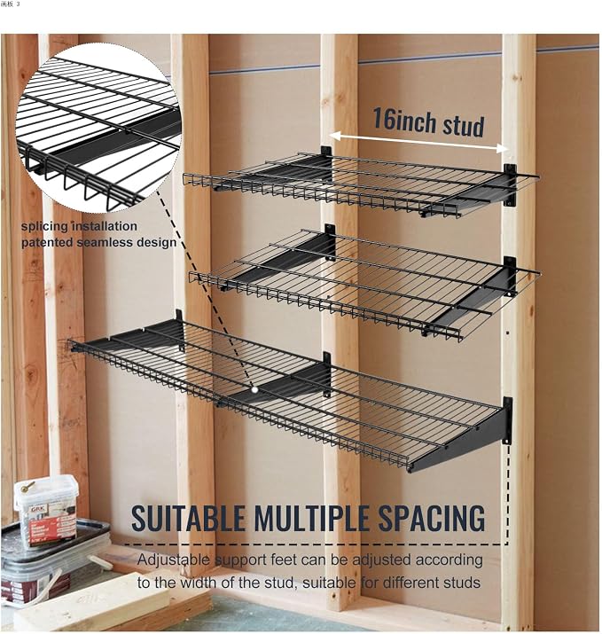 2 Pack Garage Wall Mounted Shelf, 21.7" x 11.4" Heavy Duty Wall Storage Shelves - Image 6