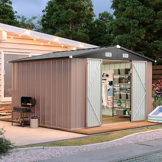 Aoxun 10x8.5 FT Outdoor Storage Shed Garden Metal Shed by Aoxun