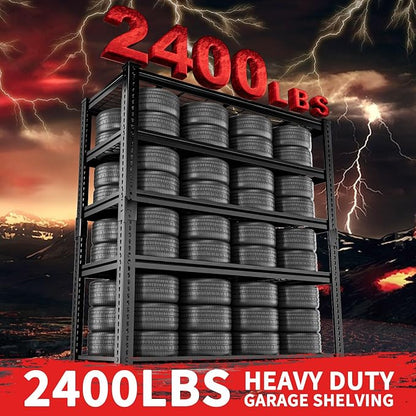 Storage Shelves 2PCS, Garage Shelving Heavy Duty 2400LBS Capacity, 5 Tier - Image 6