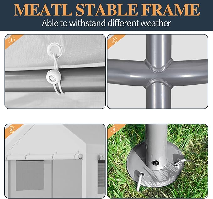 Shintenchi Carport 12' x 20' Heavy Duty Portable Garage, Car Port Canopy - Image 4