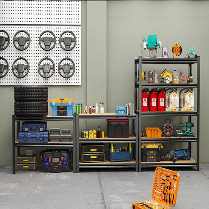 Garage Shelving Unit, 2550Lbs Heavy Duty 5-Tier Metal & Wood Adjustable Storage - Image 2