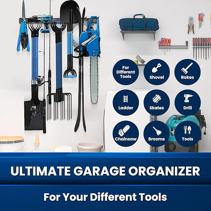 64'' All-Metal Garage Tool Organizer Wall Mount – Heavy-Duty Tool Rack Holds - Image 2
