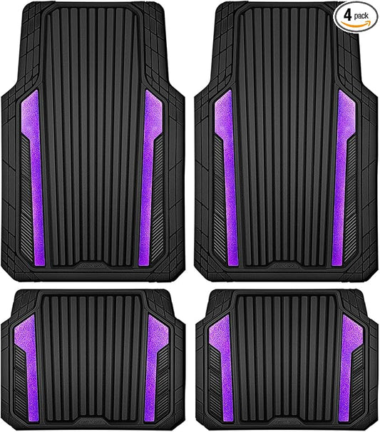 CAR PASS Heavy Duty Rubber Car Mats Metallic, Aluminum Film All Weather Floor by CARPASS