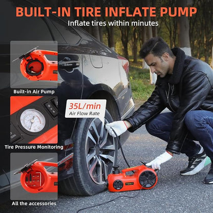 EFFIROSO Upgrade LED Light Electric Car Jack 5 Ton12V Hydraulic Jack Lift - Image 3