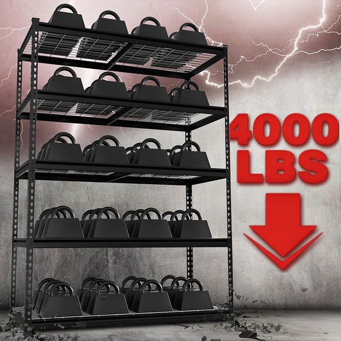WORKPRO 4000 lbs 5-Tier Metal Shelving Unit, 72”H x 48”W x 24”D, Heavy Duty - Image 4