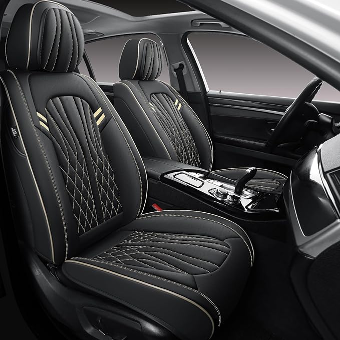 Leather Car Seat Covers 5 Pieces, Full Set Universal Seat Covers - Image 2