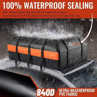 Car Rooftop Cargo Carrier Bag, 20 Cubic Feet Waterproof Heavy Duty 840D Car - Image 2