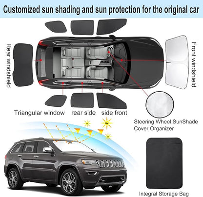 TINGLU 8PCS Window Shades for Jeep Grand Cherokee 2011-2021 Accessories Car - Image 3