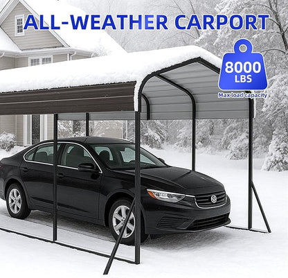 12x20 Metal Carport with Base Fixings Heavy Duty Garage Outdoor Chrome Plated - Image 7
