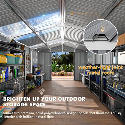 Metal Shed 10x16 FT Large with Customizable Skylight and Reinforced Steel Frame - Image 3