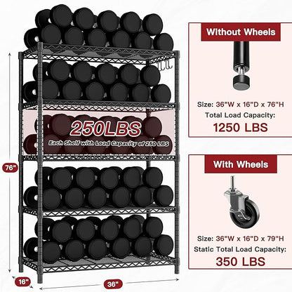 PrimeZone 36" W x 16" D x 79" H Wire Storage Shelves - Image 3