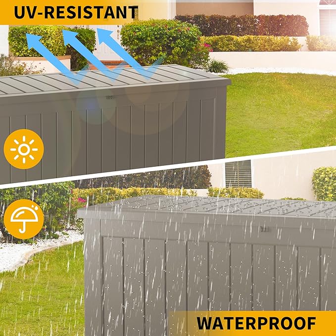 150 Gallon Resin Deck Box, Waterproof Outdoor Storage Bin - Image 6