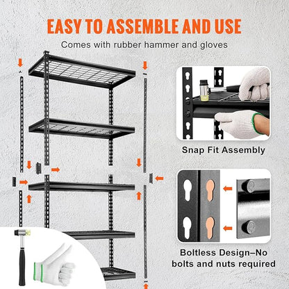 VEVOR Storage Shelving Unit, 5-Tier Adjustable, 2000 lbs Capacity, Heavy Duty - Image 6