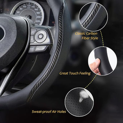 Car Steering Wheel Cover Black, 14-14.5 inch Steering Wheel Covers - Image 3