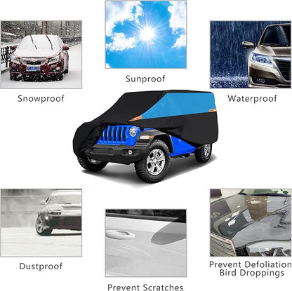 MORNYRAY Compatible with Jeep Wrangler 4 Door, Waterproof Car Cover All Weather - Image 3