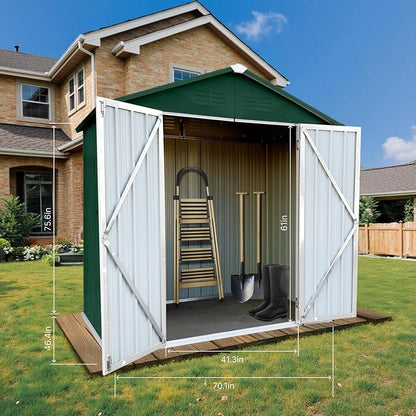 6 x 4 FT Outdoor Storage Metal Shed, Bike Garden Tool Shed - Image 5