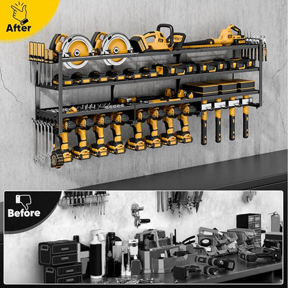 49" W Large Power Tool Organizer Wall Mount Loads 600 lbs, Heavy Duty 4-Tier 12 - Image 5