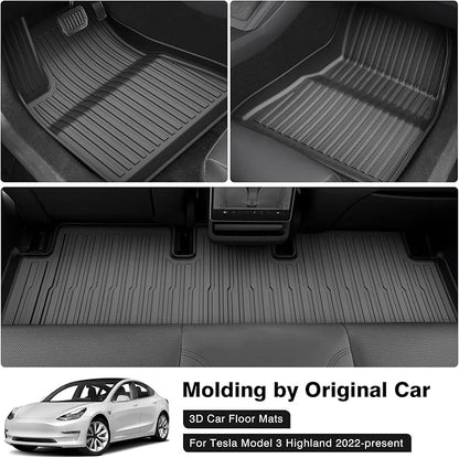 Powerty Floor Mats for 2024 2025 Tesla Model 3 Highland Accessories 1st & 2nd - Image 2