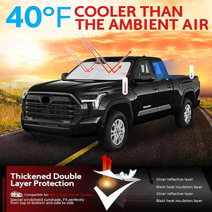 KAYZT Windshield Sun Shade for 2022-2025 2026 Toyota Tundra Foldable Sunshade - Image 2